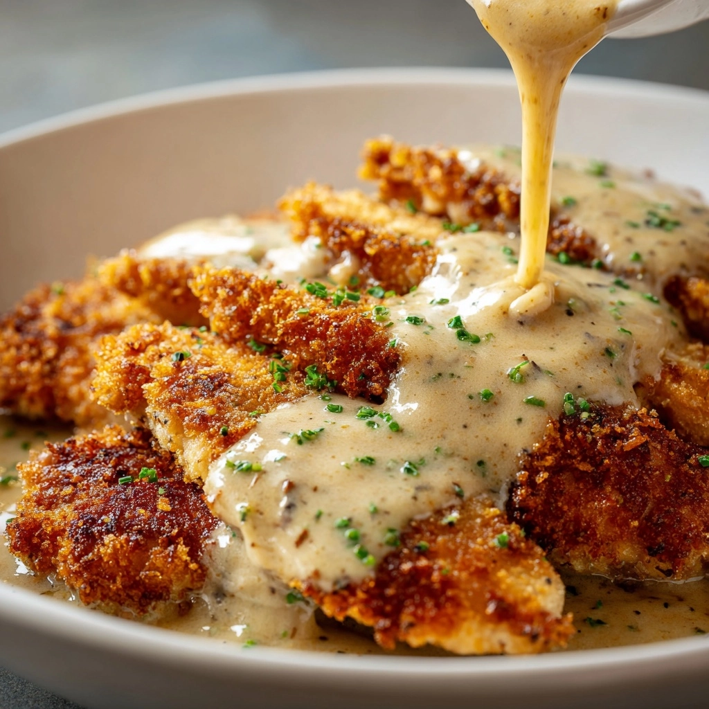 Crispy Parmesan Chicken with a Rich Garlic Sauce Recipe - Recipe Image