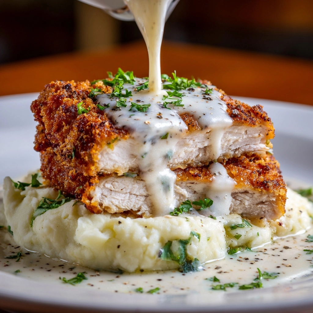Parmesan Crusted Chicken with Creamy Garlic Sauce Recipe - Recipe Image