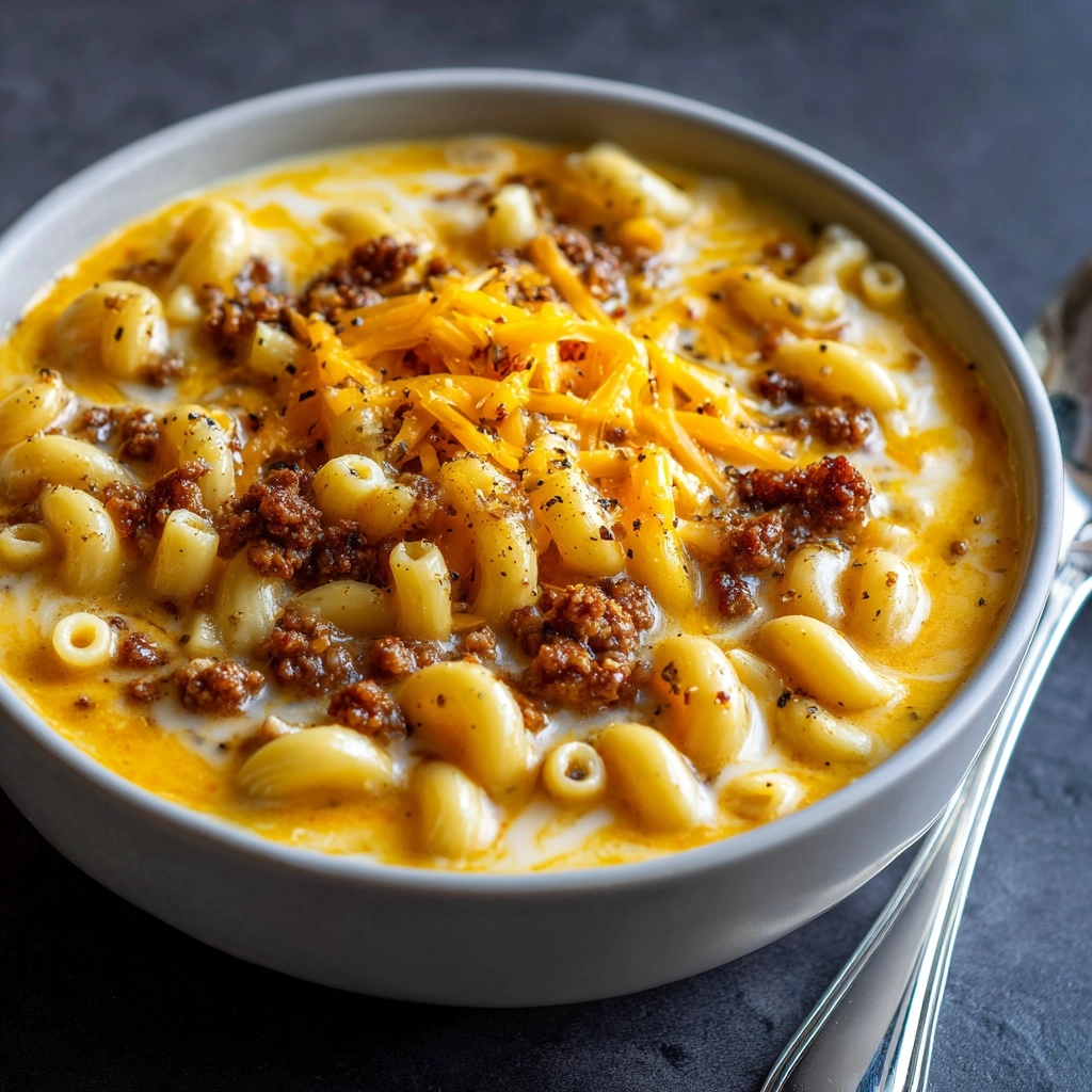 Creamy Cheesy Macaroni Soup Recipe - Recipe Image