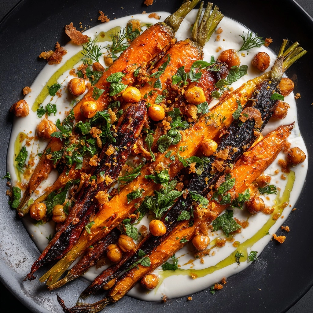 Spicy Maple Roast Carrots with Crispy Chickpeas and Yogurt Sauce Recipe - Recipe Image