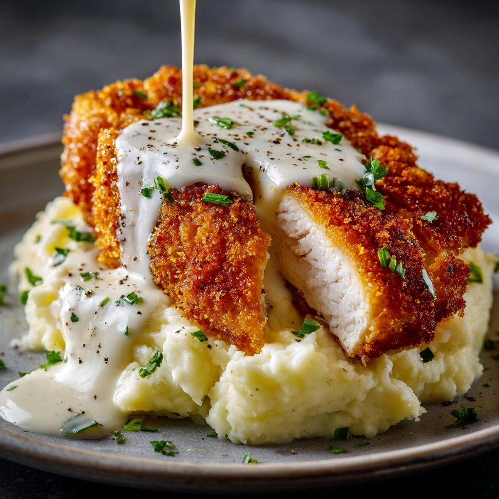 Parmesan Crusted Chicken with Creamy Garlic Sauce Recipe - Recipe Image