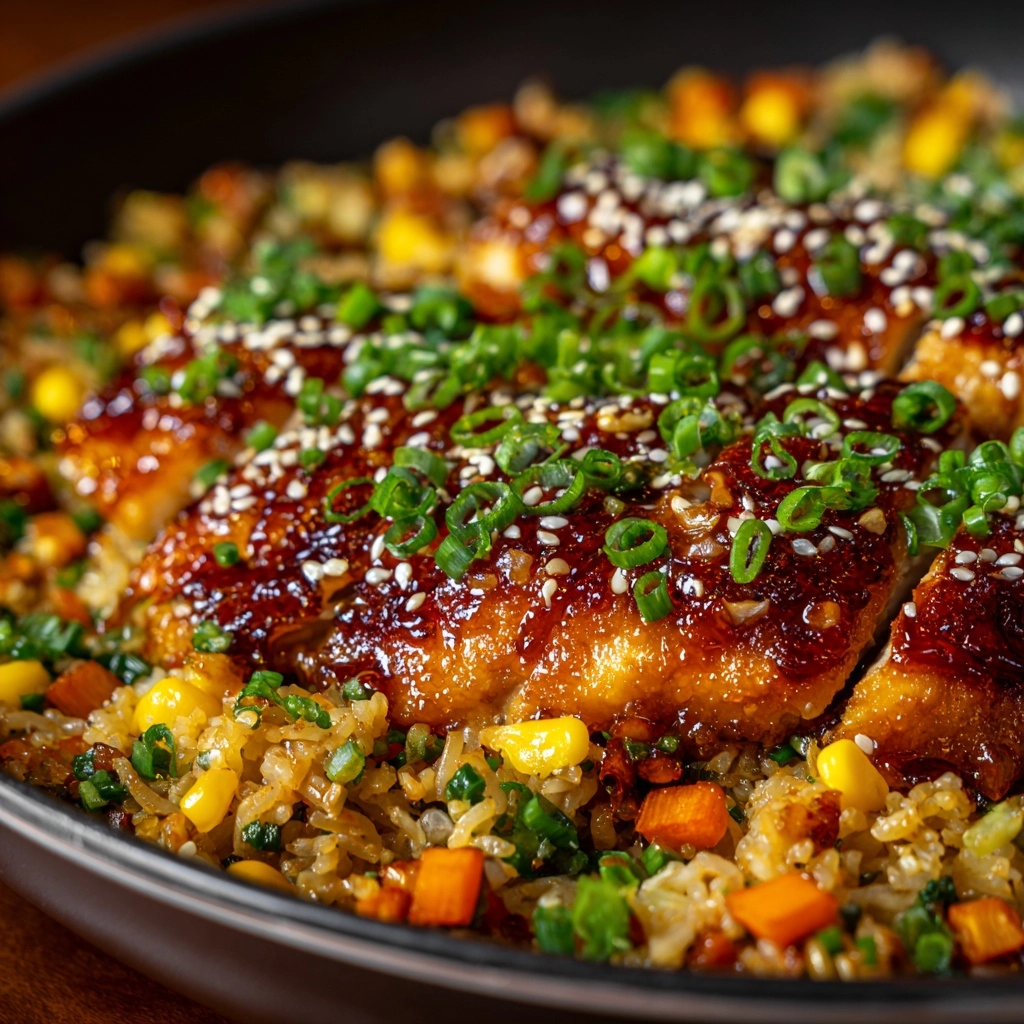 Sticky Garlic Chicken Fried Rice Recipe - Recipe Image