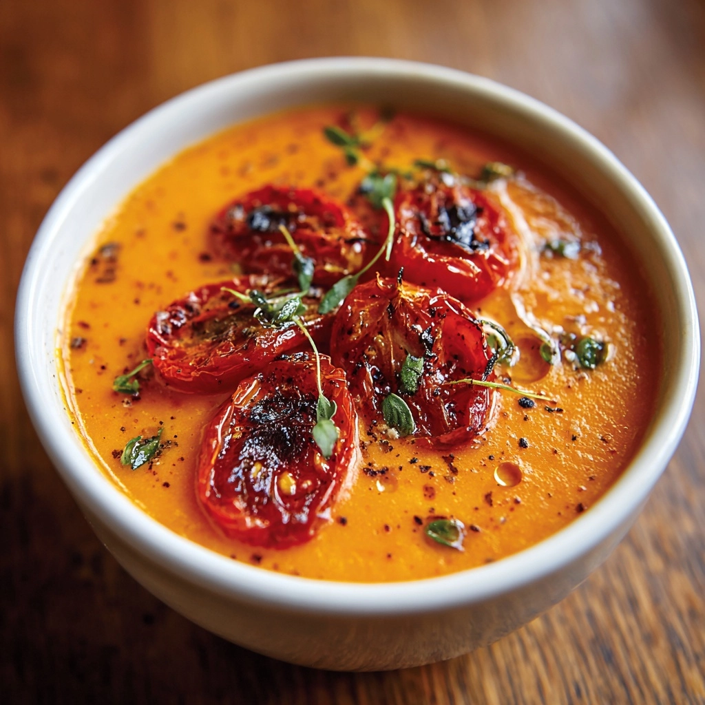 Creamy Roasted Garlic Tomato Soup Recipe - Recipe Image