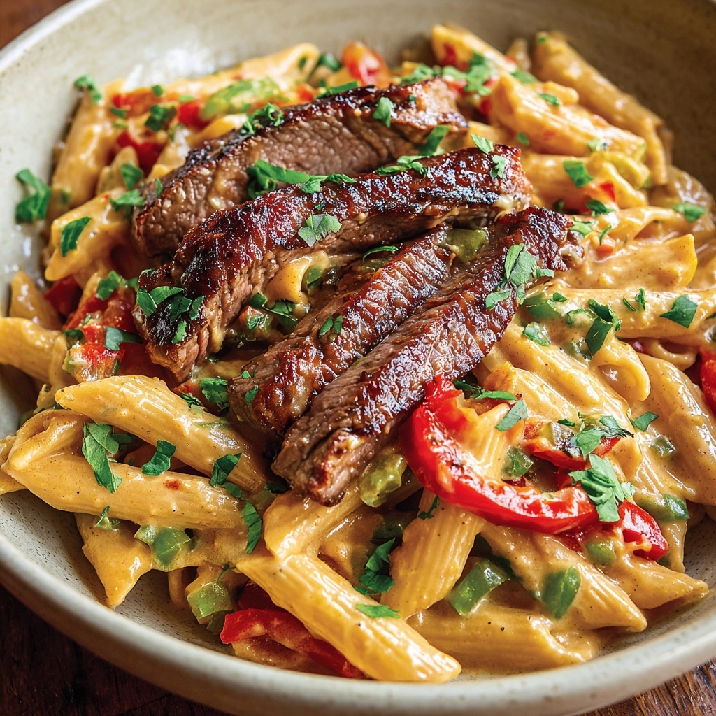 Irresistibly Delicious Creamy Cajun Steak Penne with Garlic & Parmesan Recipe - Recipe Image