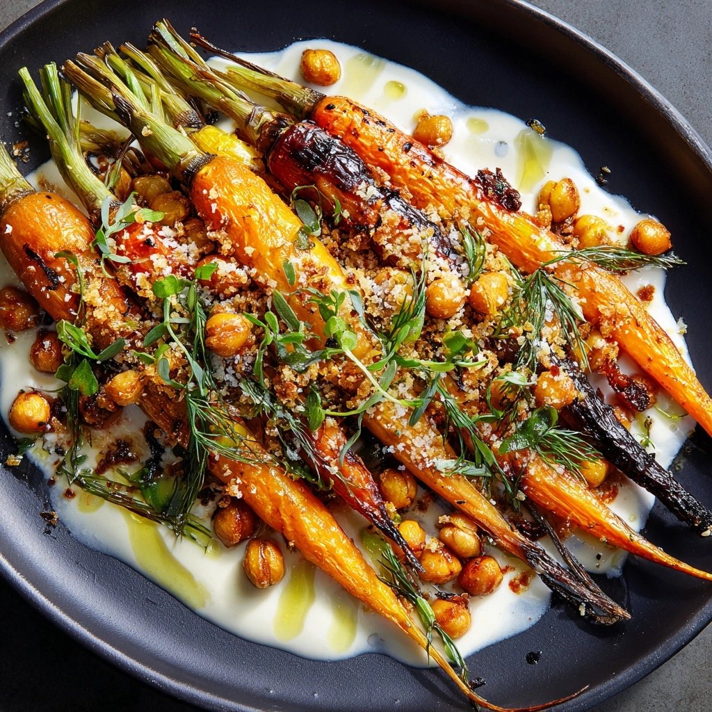 Spicy Maple Roast Carrots with Crispy Chickpeas and Yogurt Sauce Recipe - Recipe Image