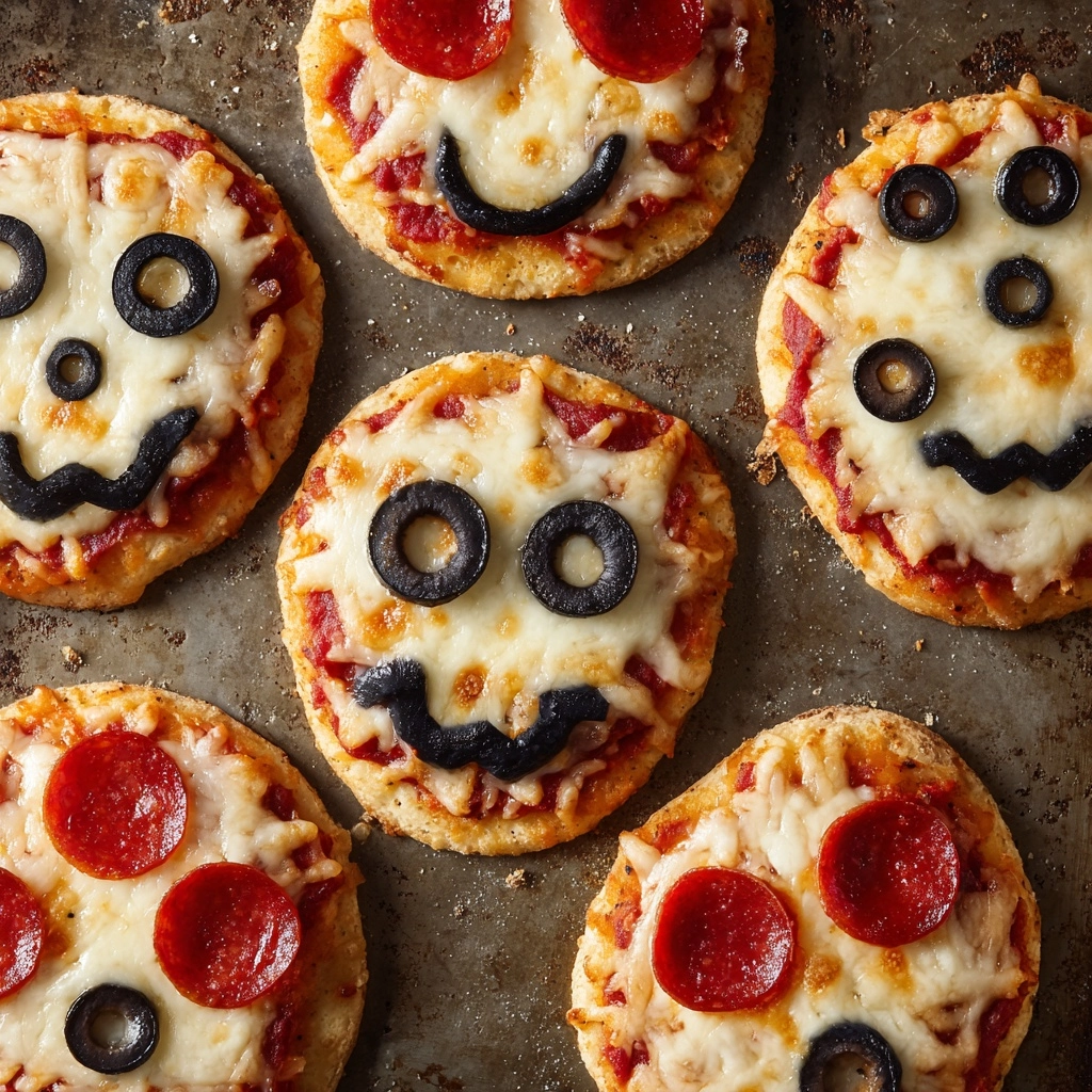 Easy Peasy Mini Halloween Pizzas Recipe - Recipe Image