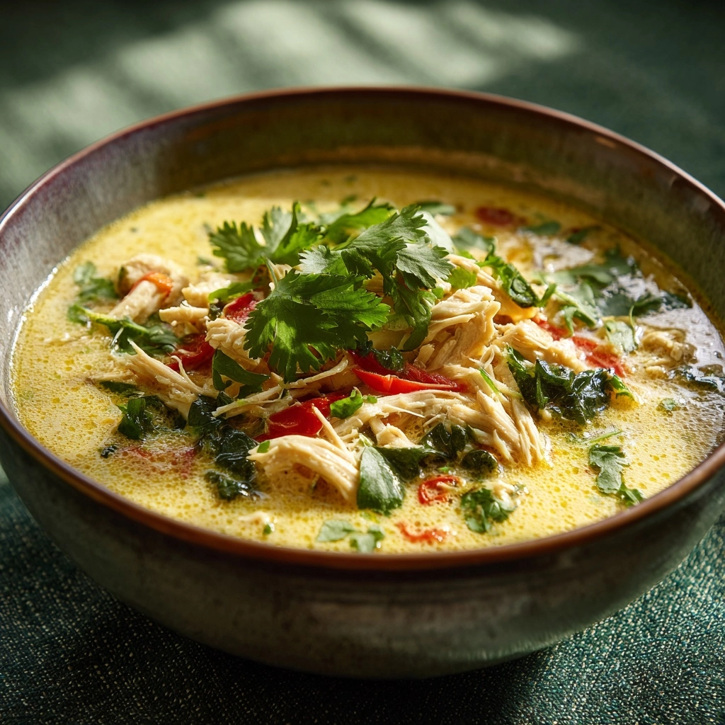 Rich and Flavorful Coconut Cilantro Chicken Soup Recipe - Recipe Image