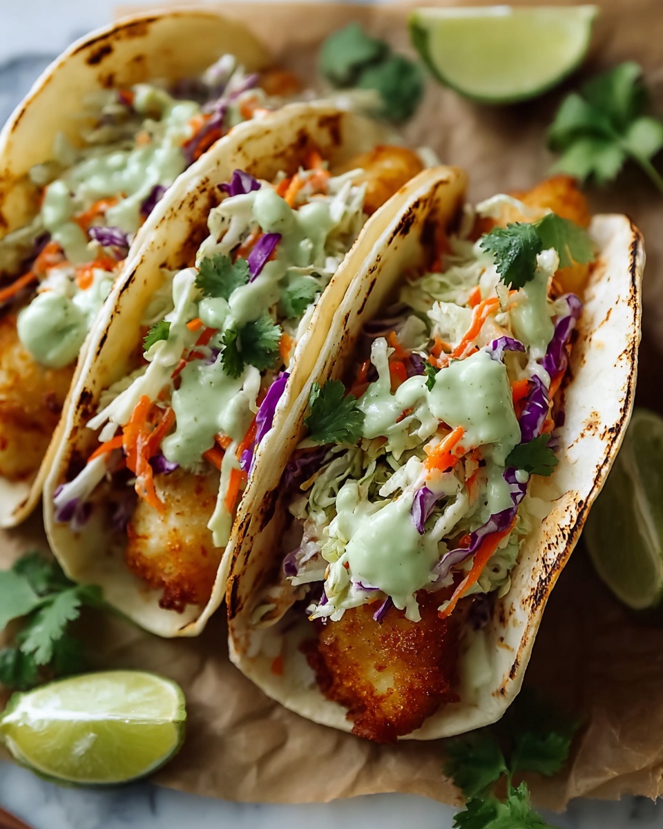 Crispy Fish Tacos with Cilantro Lime Slaw Recipe - Recipe Image