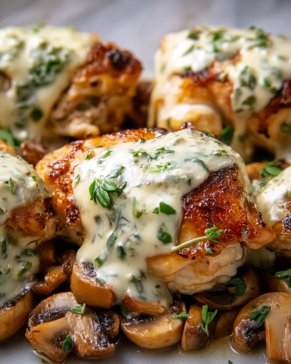 Cheesy Garlic Butter Mushroom Stuffed Chicken Recipe - Recipe Image