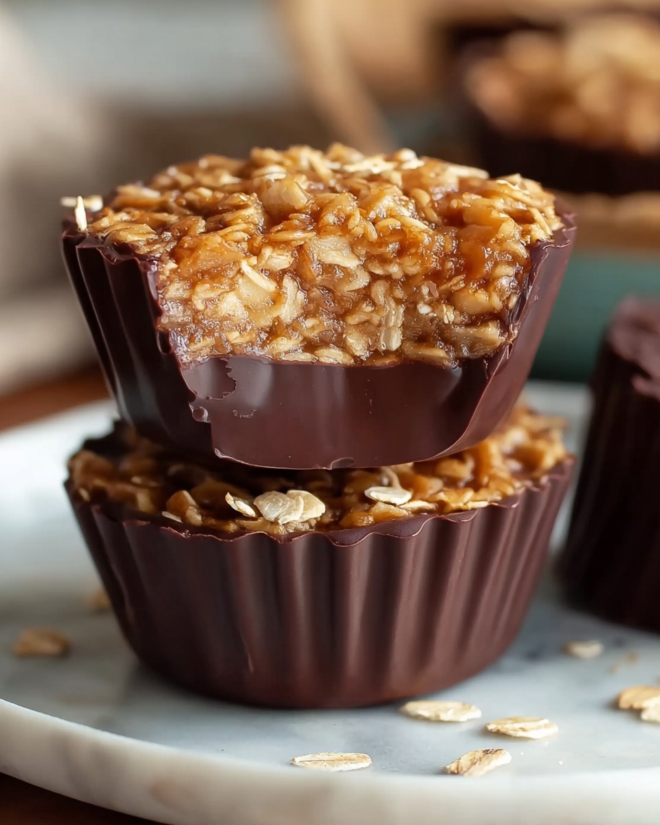 Easy No-Bake Peanut Butter Oat Cups with a Chocolate Topping Recipe - Recipe Image