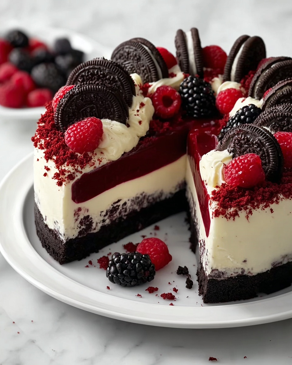 Red Velvet Cookie Dough Cheesecake Recipe - Recipe Image