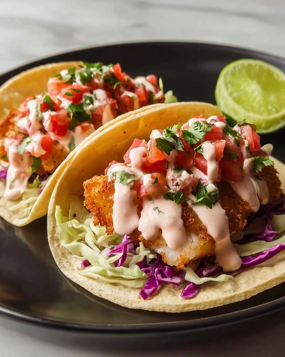 Cod Fish Tacos with Cabbage and Lime Sauce Recipe - Recipe Image