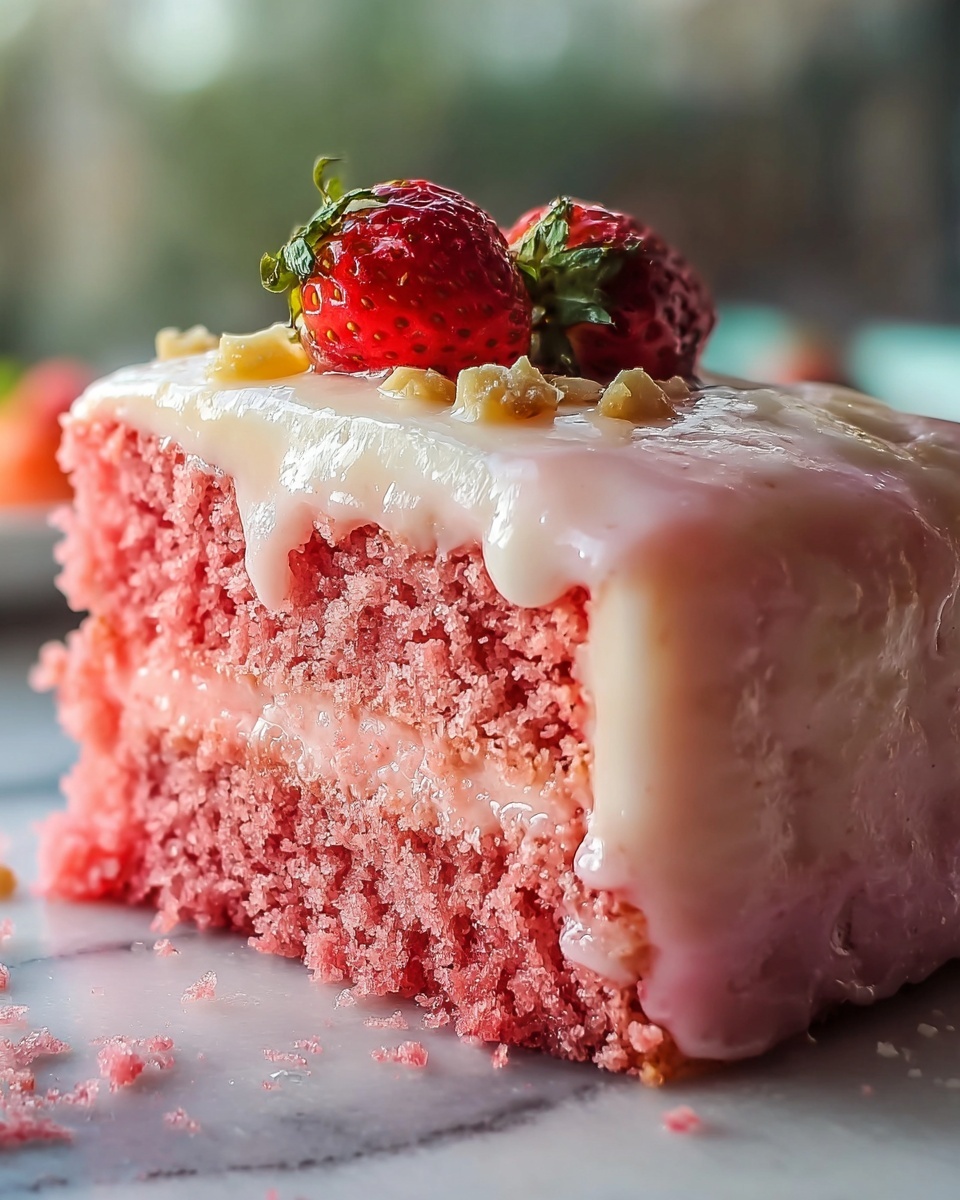 Strawberry Honeybun Cake with Strawberry Cream Icing Recipe - Recipe Image