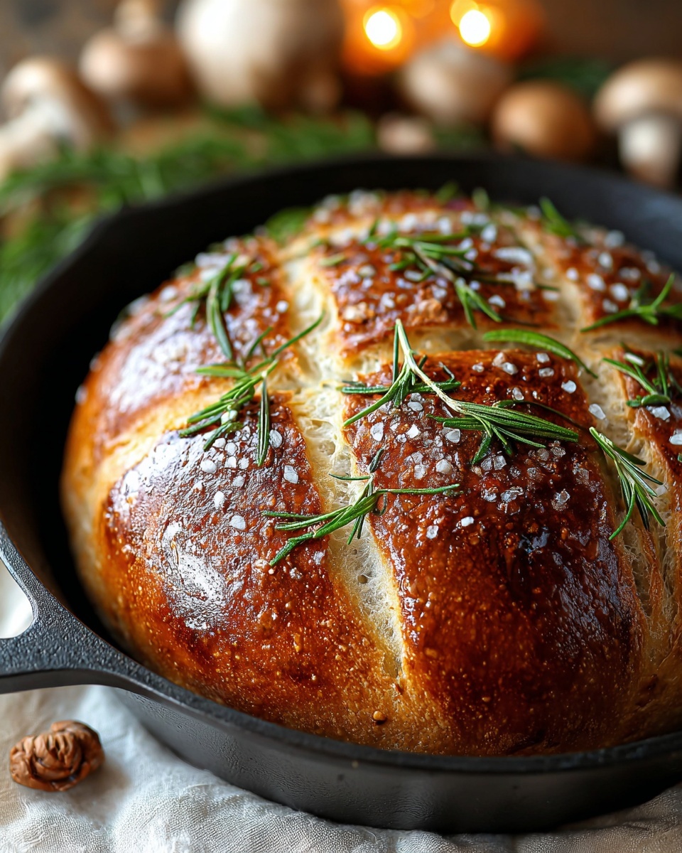 Rustic No-Knead Rosemary Garlic Bread Recipe - Recipe Image