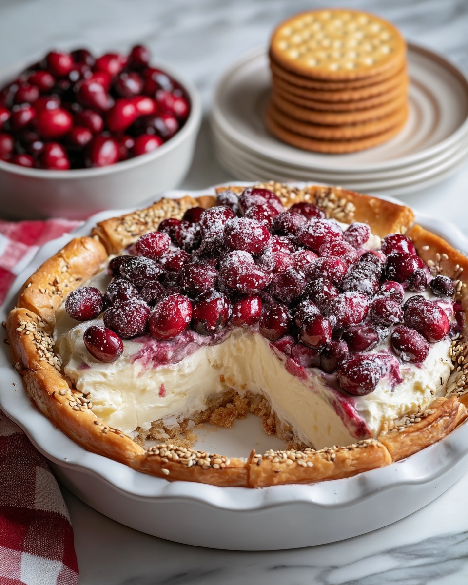 Baked Cranberry Cream Cheese Dip with a Golden Puff Pastry Crust Recipe - Recipe Image