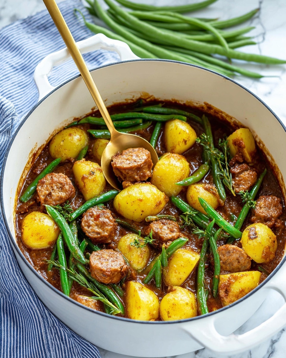 One Pot Smoked Sausage, Green Beans, and Potatoes Recipe - Recipe Image