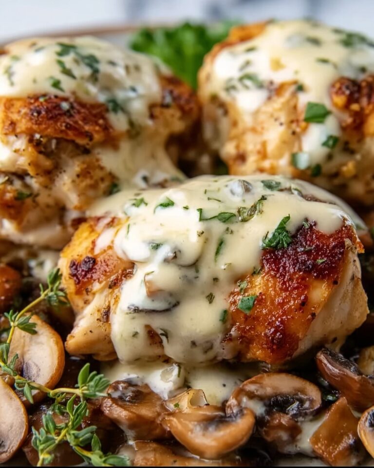 Cheesy Garlic Butter Mushroom Stuffed Chicken Recipe