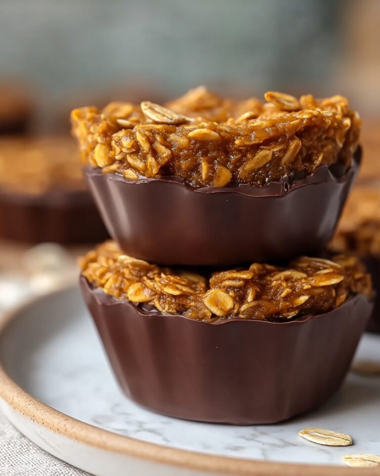 Easy No-Bake Peanut Butter Oat Cups with a Chocolate Topping Recipe