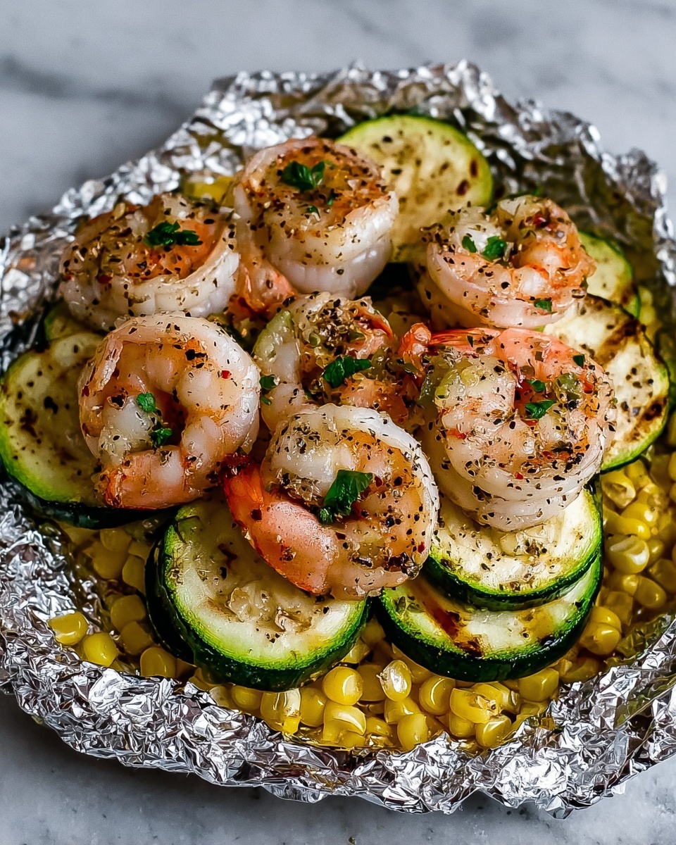 Grilled Shrimp, Zucchini, and Corn Foil Packets Recipe - Recipe Image