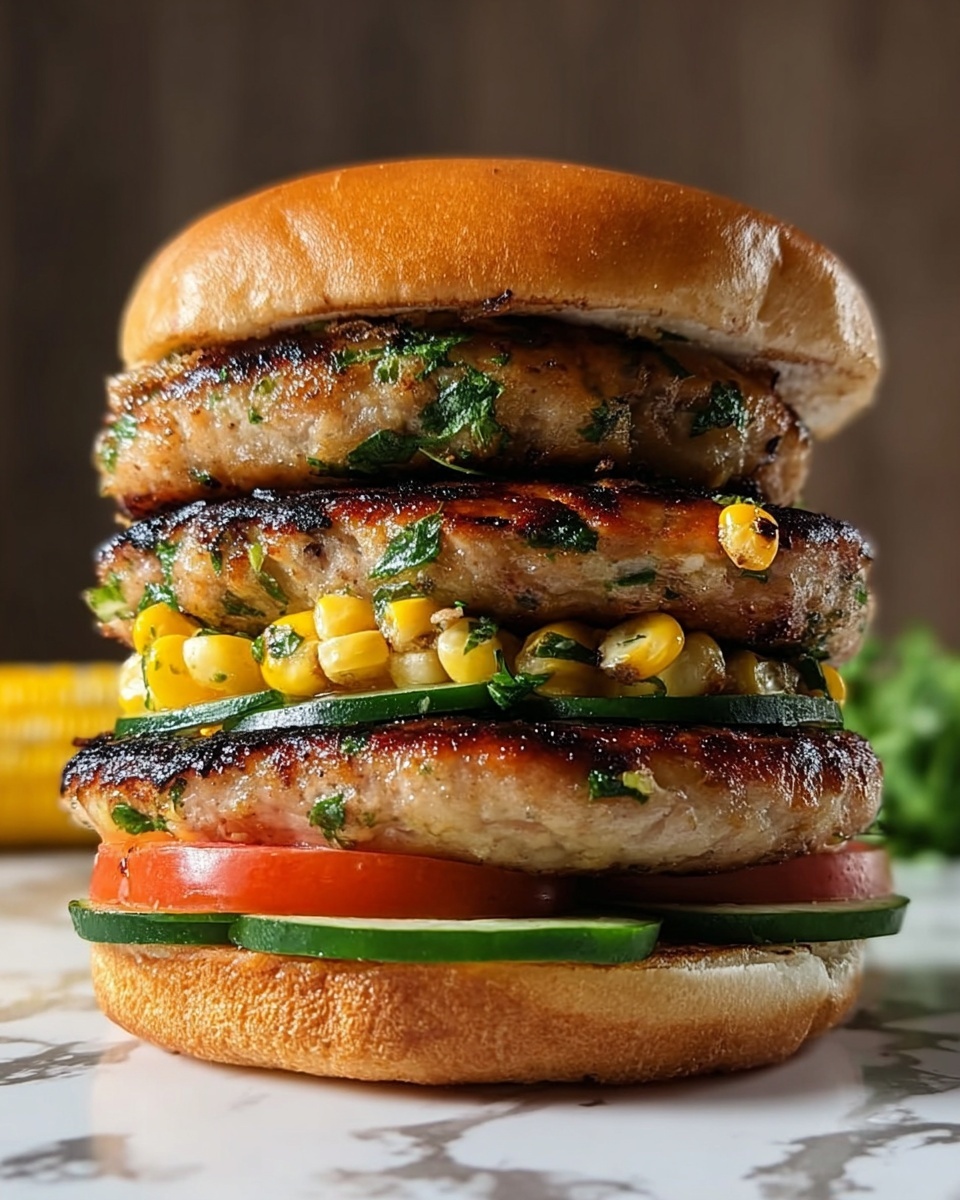 Chicken Zucchini and Fresh Corn Burgers Recipe - Recipe Image