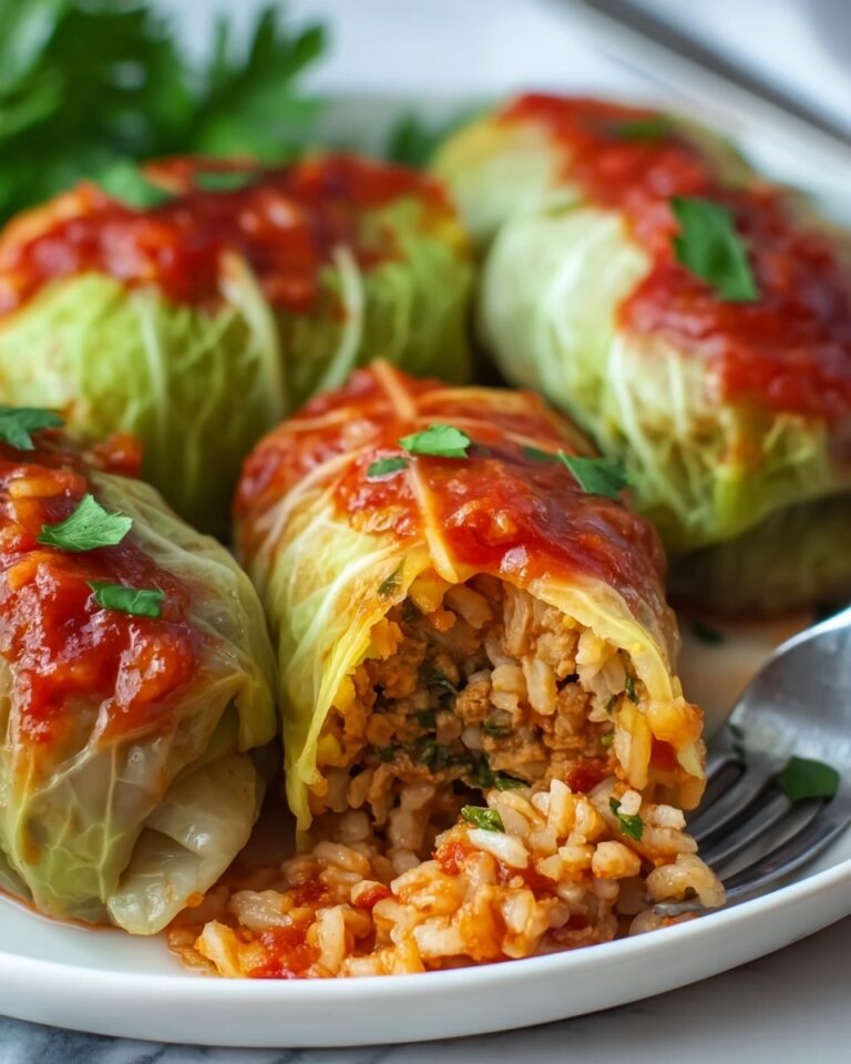 Chicken and Rice Stuffed Cabbage Rolls in Creamy Tomato Sauce Recipe