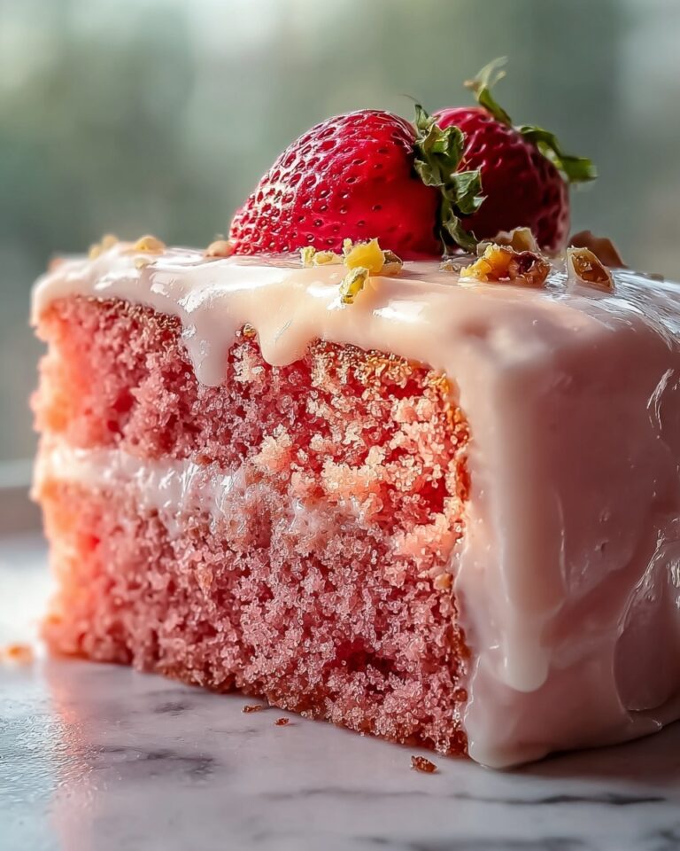 Strawberry Honeybun Cake with Strawberry Cream Icing Recipe