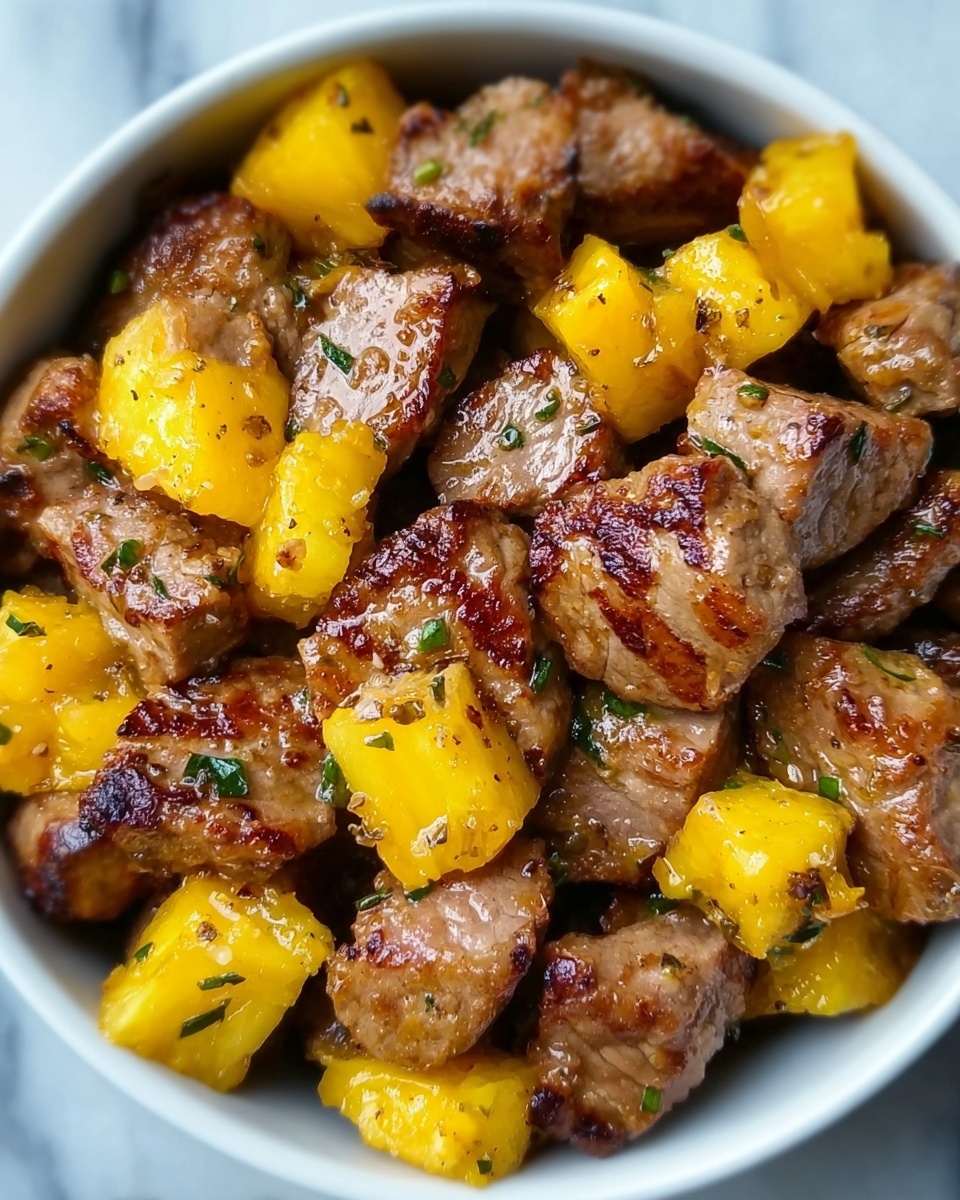 Garlic Butter Steak Bites with Pineapple Recipe - Recipe Image