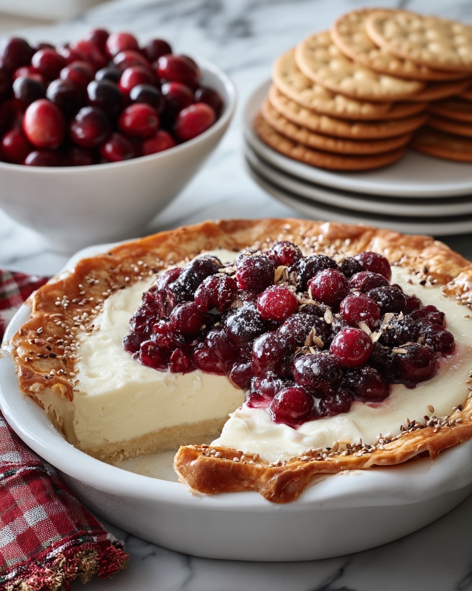 Baked Cranberry Cream Cheese Dip with a Golden Puff Pastry Crust Recipe - Recipe Image