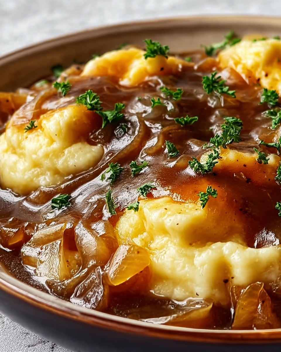 French Onion Skillet Sauce with Meat or Vegetables and Rice Recipe - Recipe Image