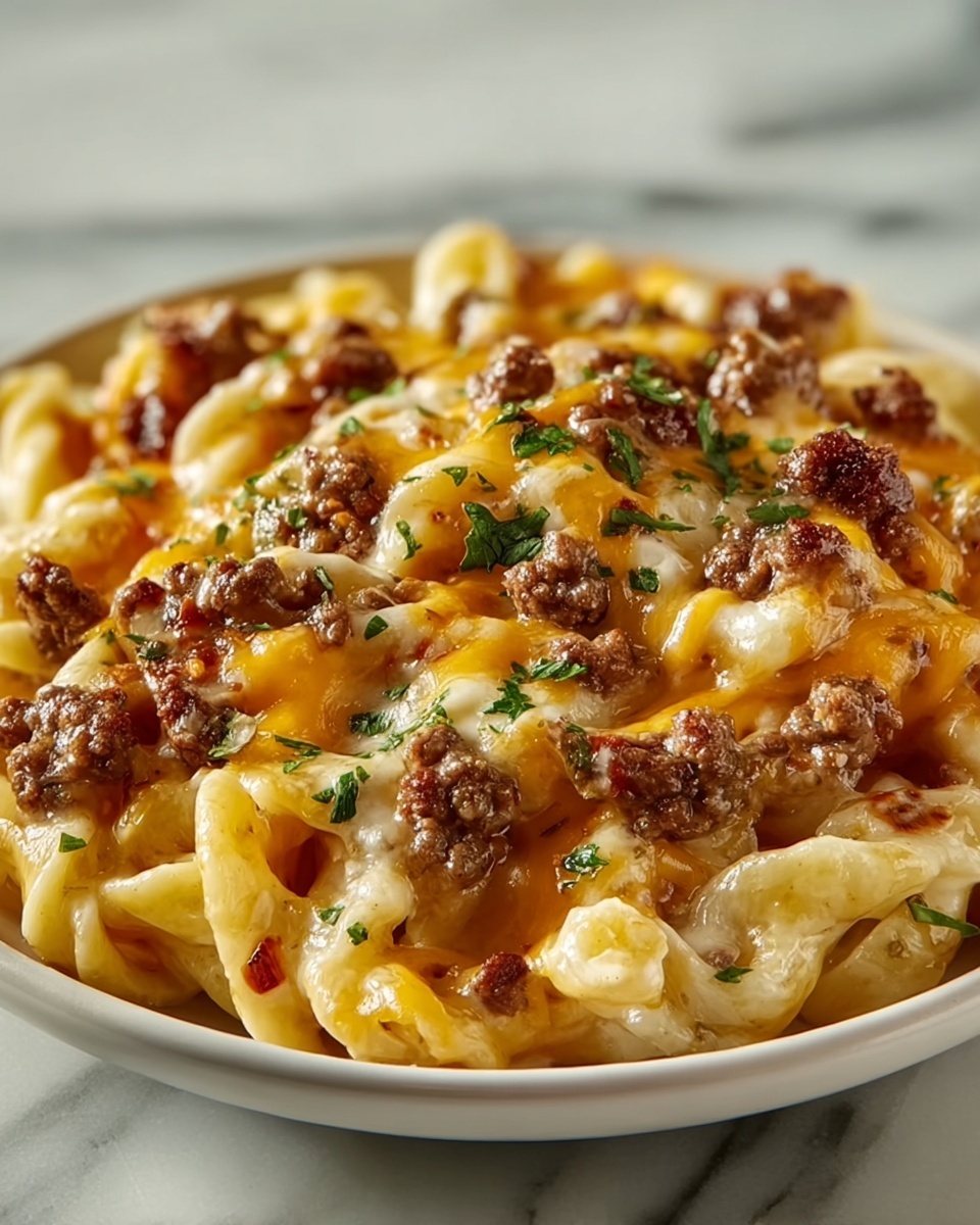Cheesy Sloppy Cheeseburger Pasta Recipe - Recipe Image