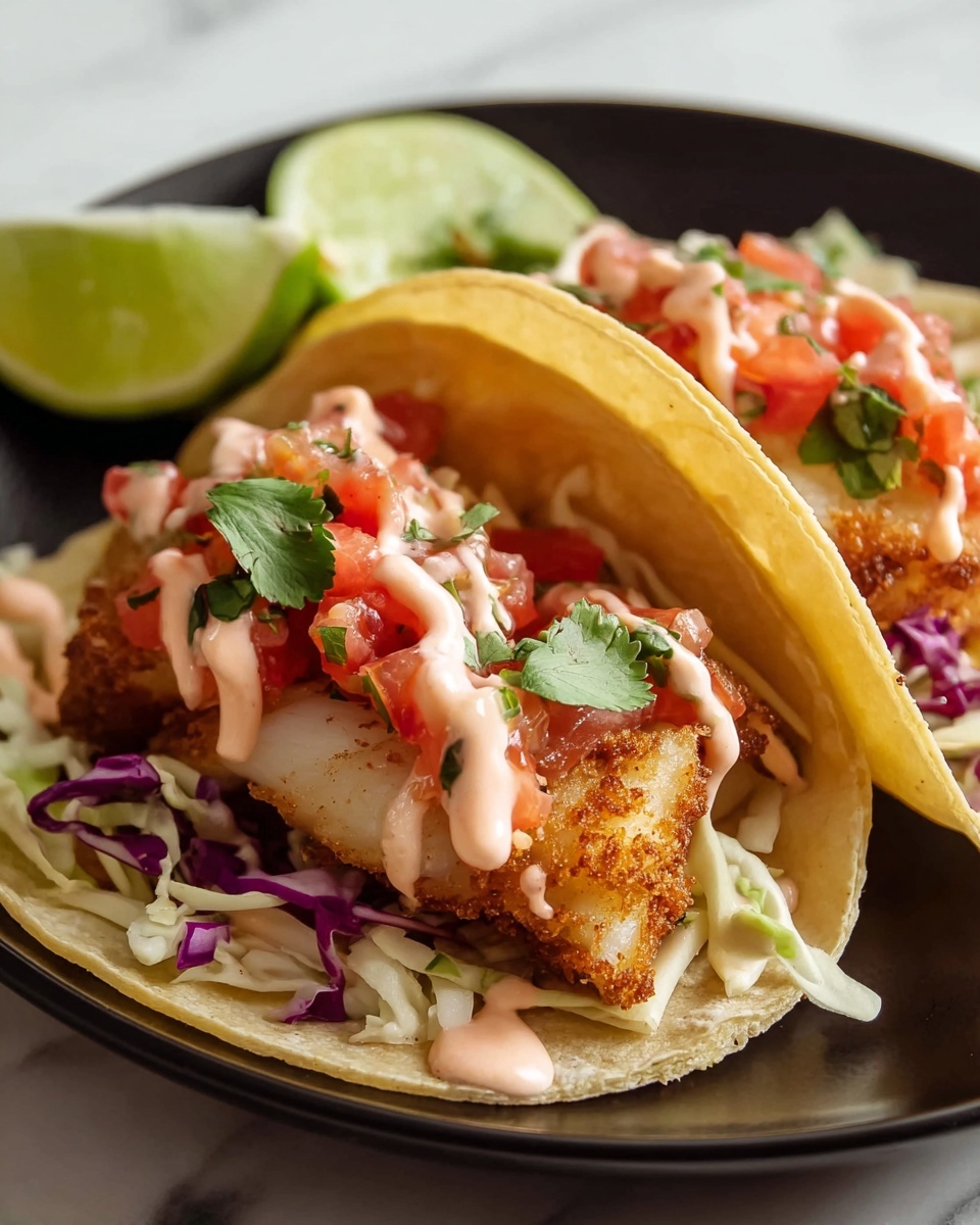Cod Fish Tacos with Cabbage and Lime Sauce Recipe - Recipe Image