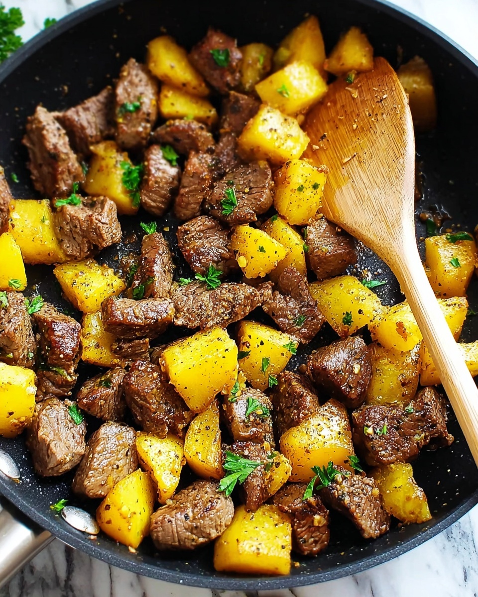 Garlic Butter Steak Bites with Herb Potatoes Recipe - Recipe Image