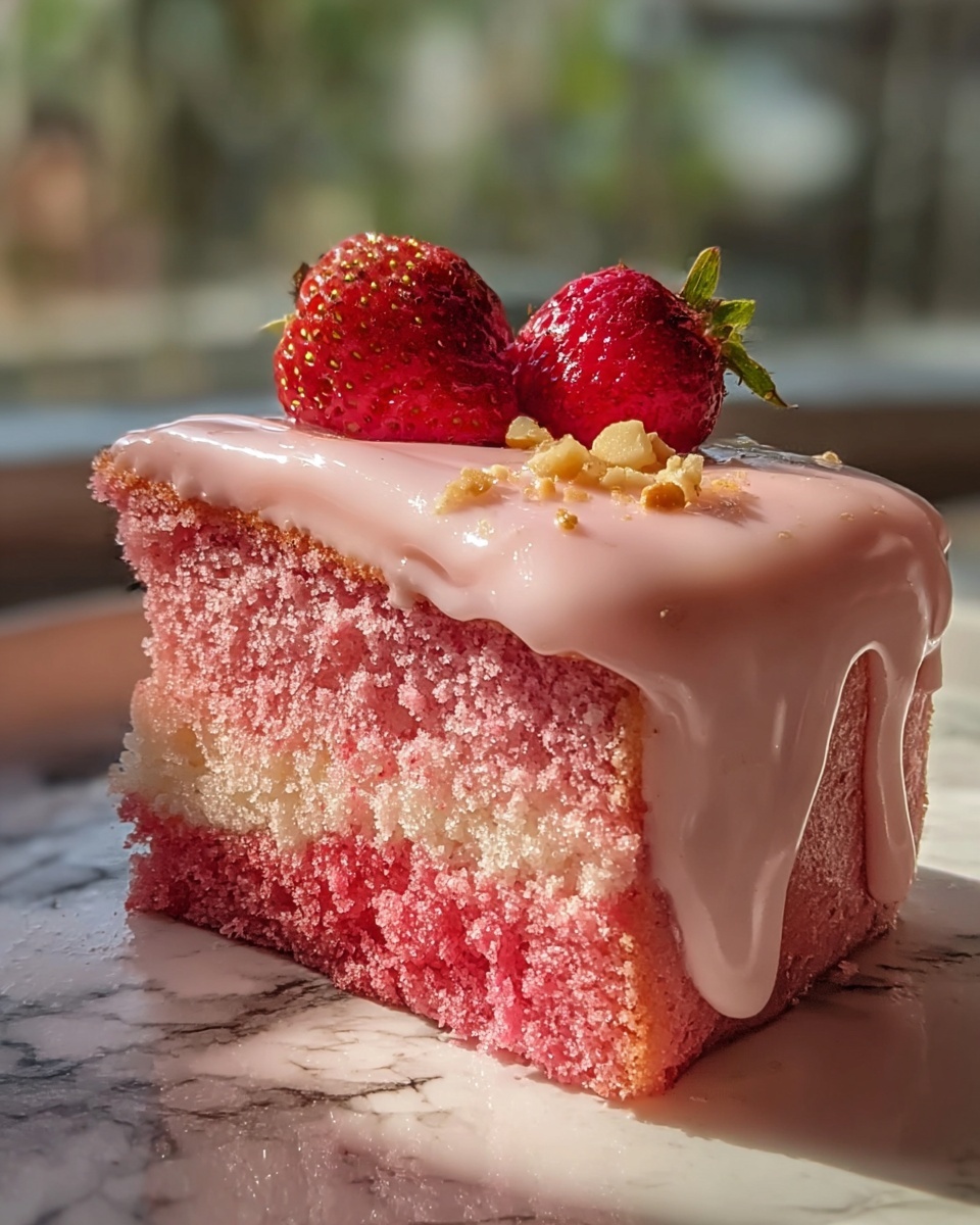 Strawberry Honeybun Cake with Strawberry Cream Icing Recipe - Recipe Image