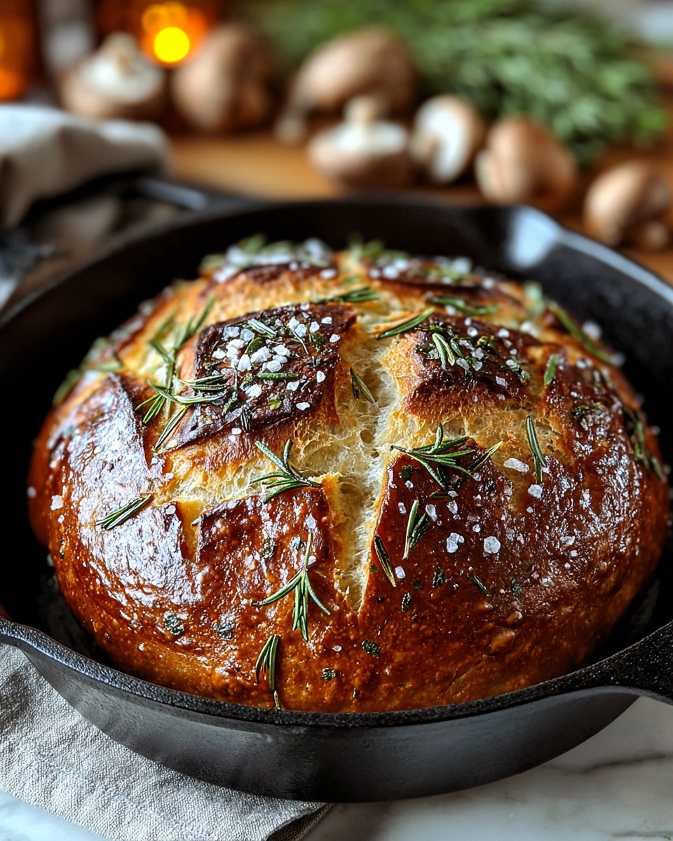 Rustic No-Knead Rosemary Garlic Bread Recipe - Recipe Image