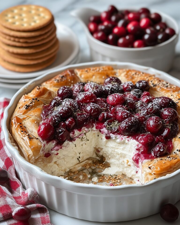 Baked Cranberry Cream Cheese Dip with a Golden Puff Pastry Crust Recipe