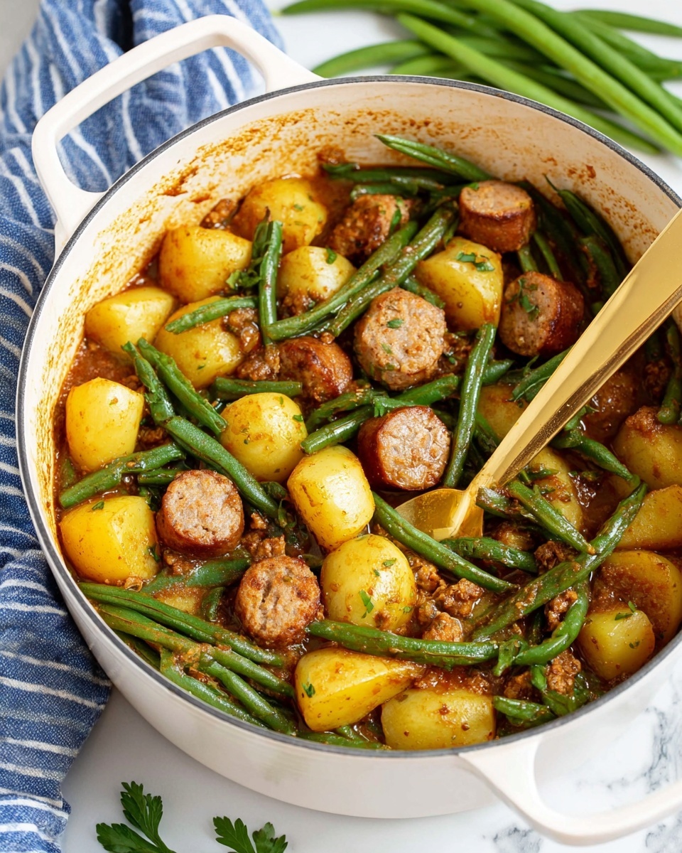One Pot Smoked Sausage, Green Beans, and Potatoes Recipe - Recipe Image