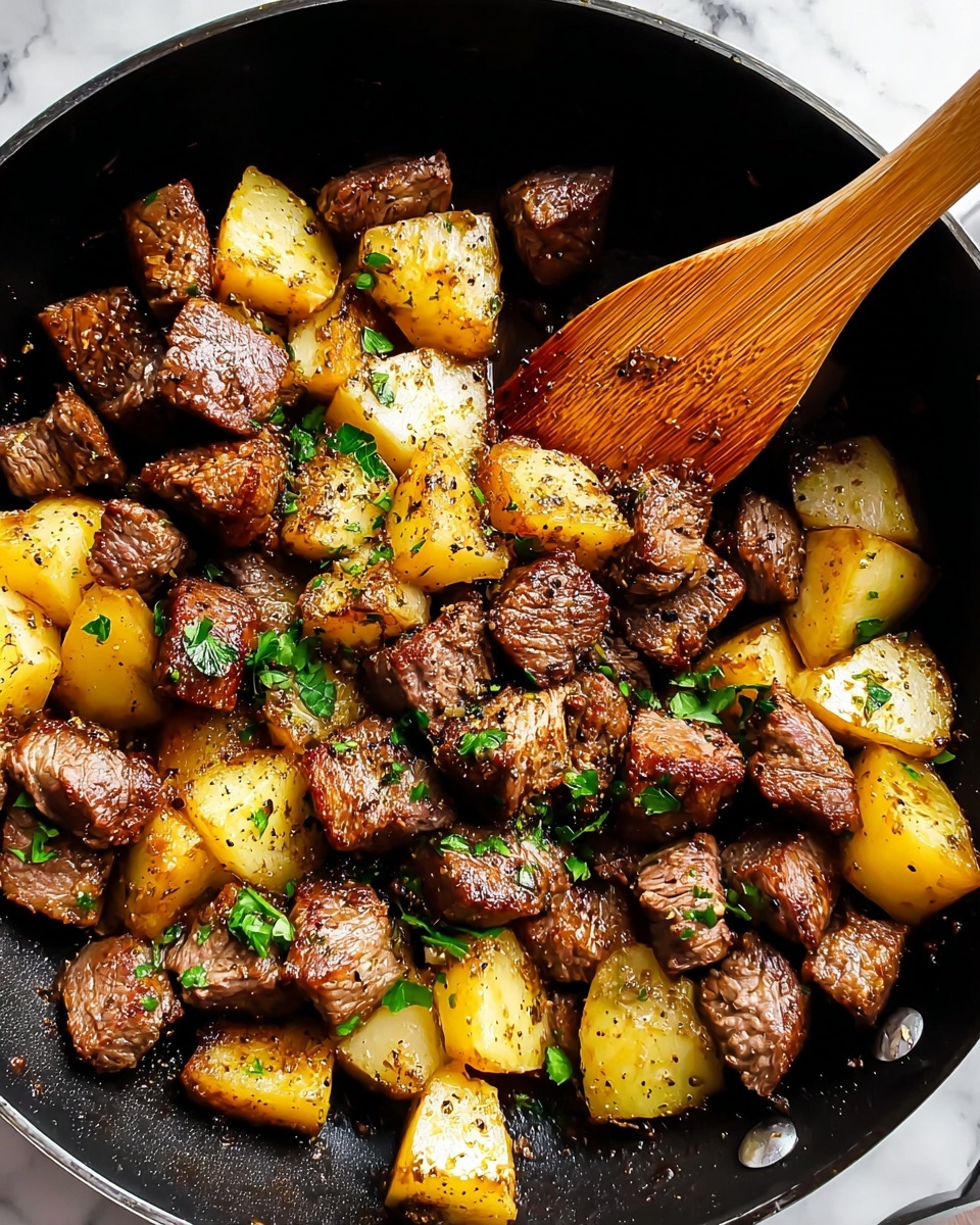 Garlic Butter Steak Bites with Herb Potatoes Recipe - Recipe Image