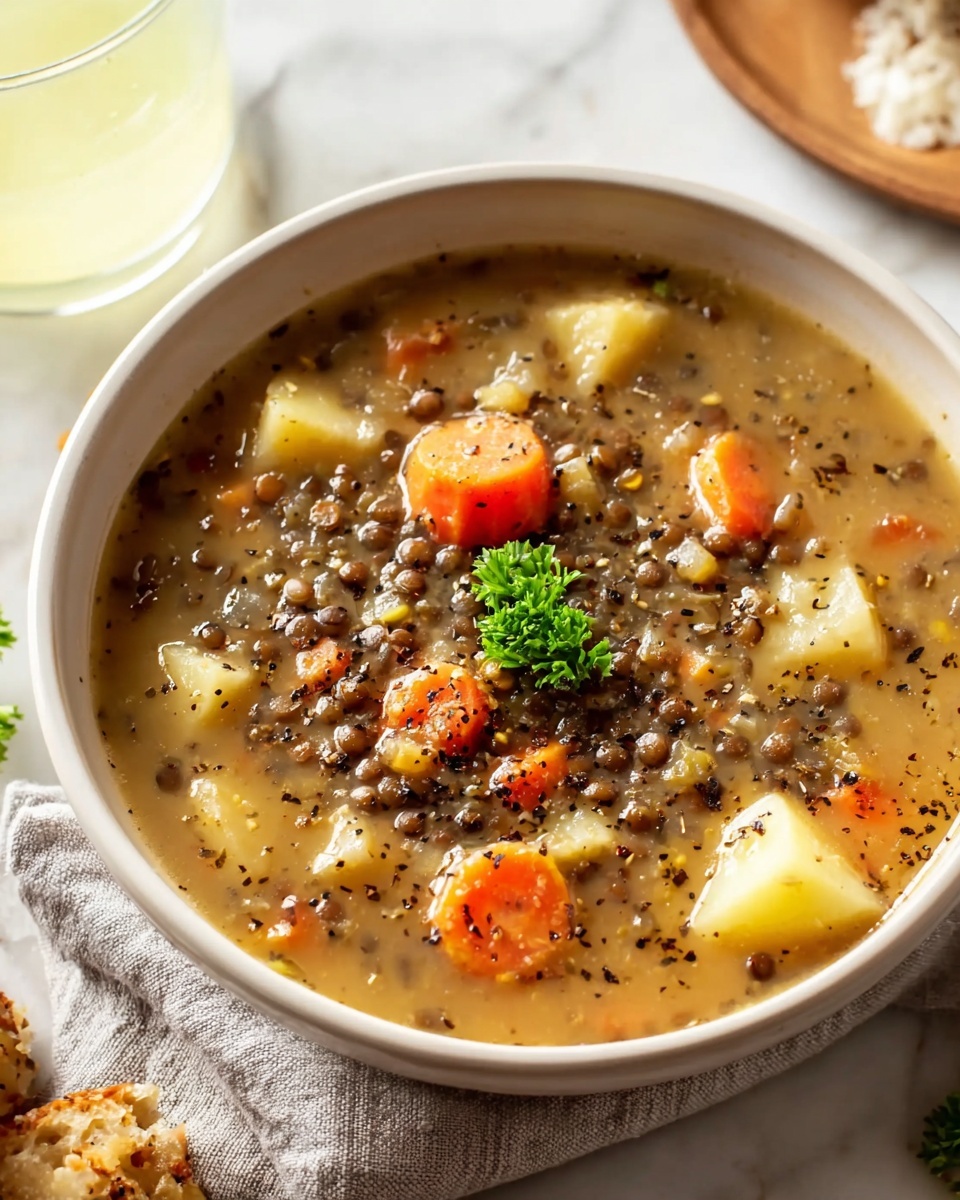 Vegetarian Lentil Soup with Cheddar and Sour Cream Recipe - Recipe Image