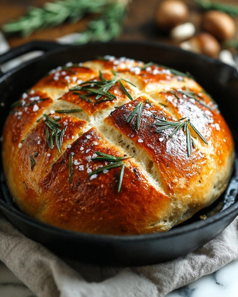 Rustic No-Knead Rosemary Garlic Bread Recipe