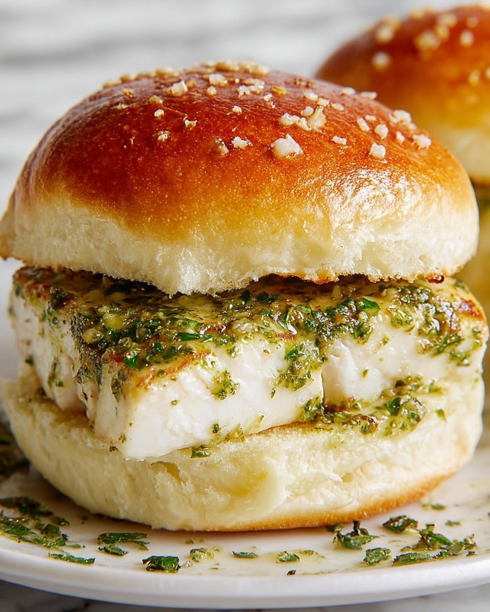 Cheesy Garlic Pesto Chicken Sliders Recipe - Recipe Image