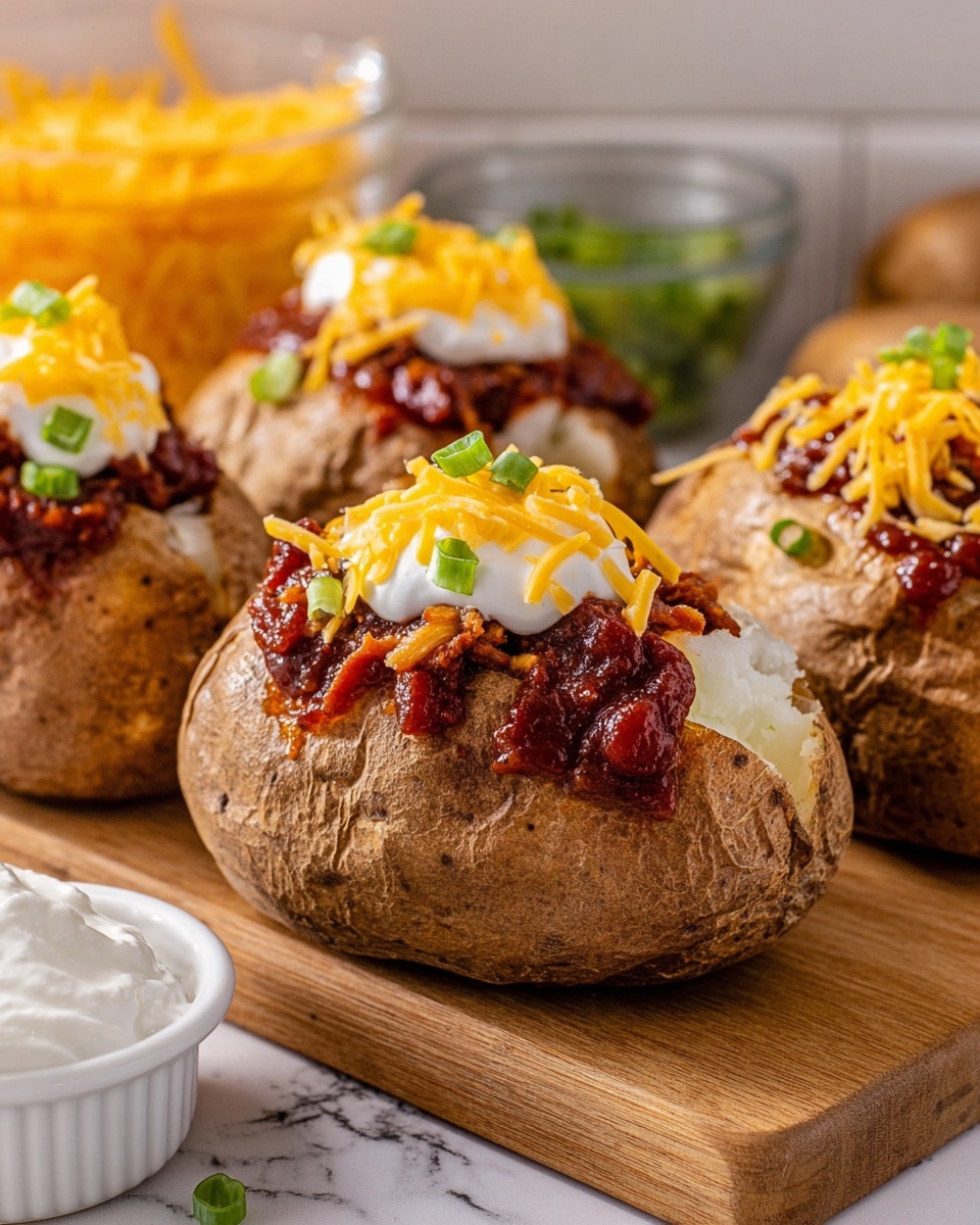 Slow Cooker BBQ Chicken Loaded Baked Potatoes Recipe - Recipe Image
