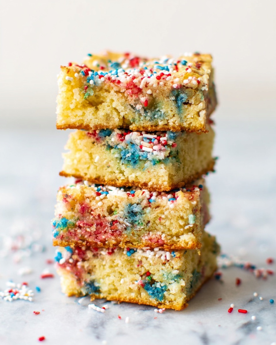 Red, White, and Blue Funfetti Blondies Recipe - Recipe Image