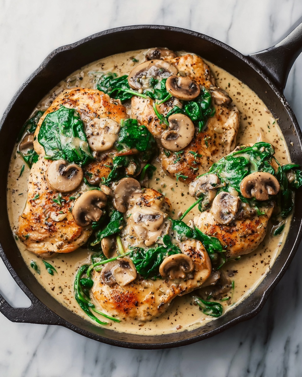 Creamy Spinach Mushroom Pork Chops Recipe - Recipe Image