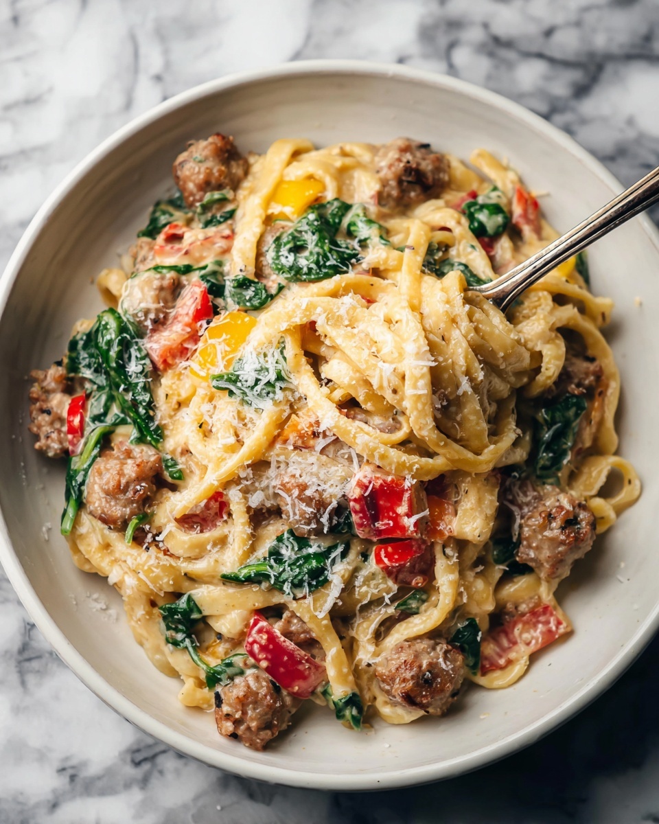 Creamy Sausage and Peppers Pasta Recipe - Recipe Image