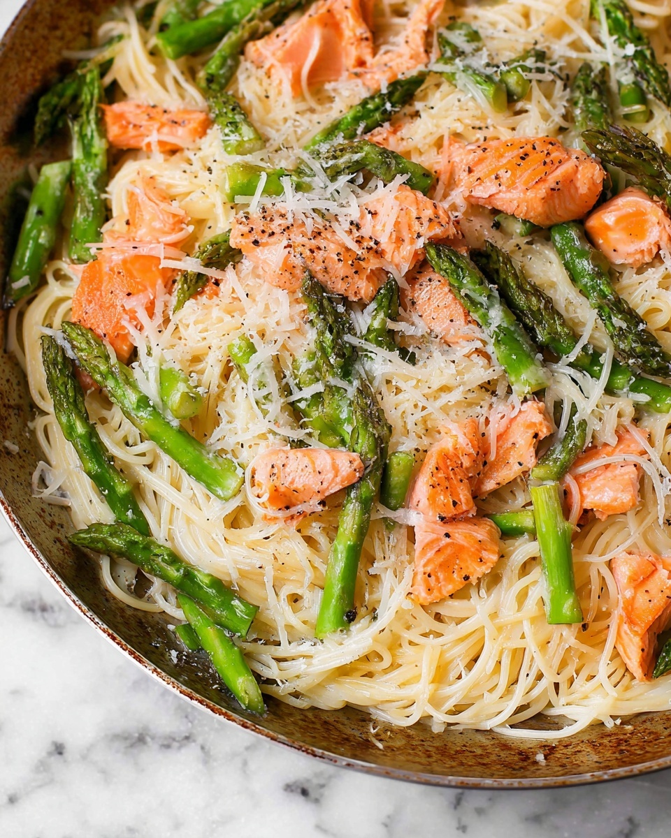 Creamy Salmon and Asparagus Pasta Recipe - Recipe Image
