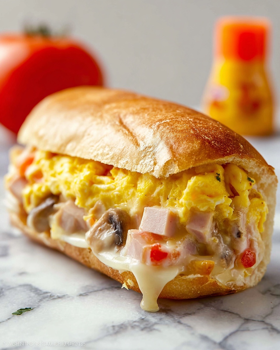 Creamy Mushroom and Ham Breakfast Burritos Recipe - Recipe Image