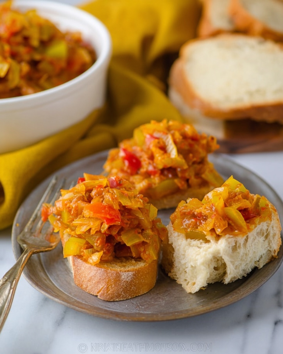 Braised Zucchini and Vegetable Stew Served on Crusty Bread Recipe - Recipe Image