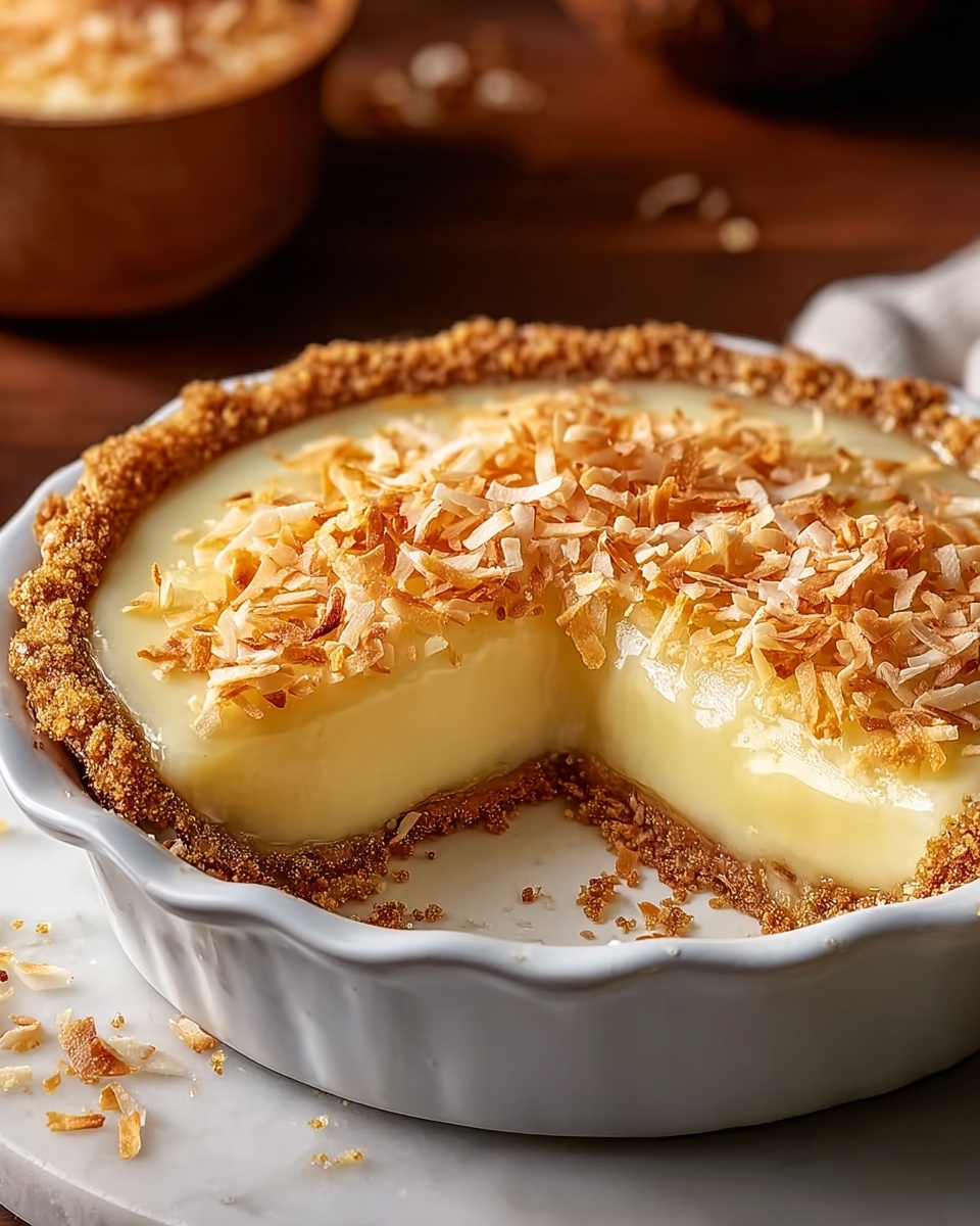 Irresistible Coconut Magic Custard Pie Recipe - Recipe Image