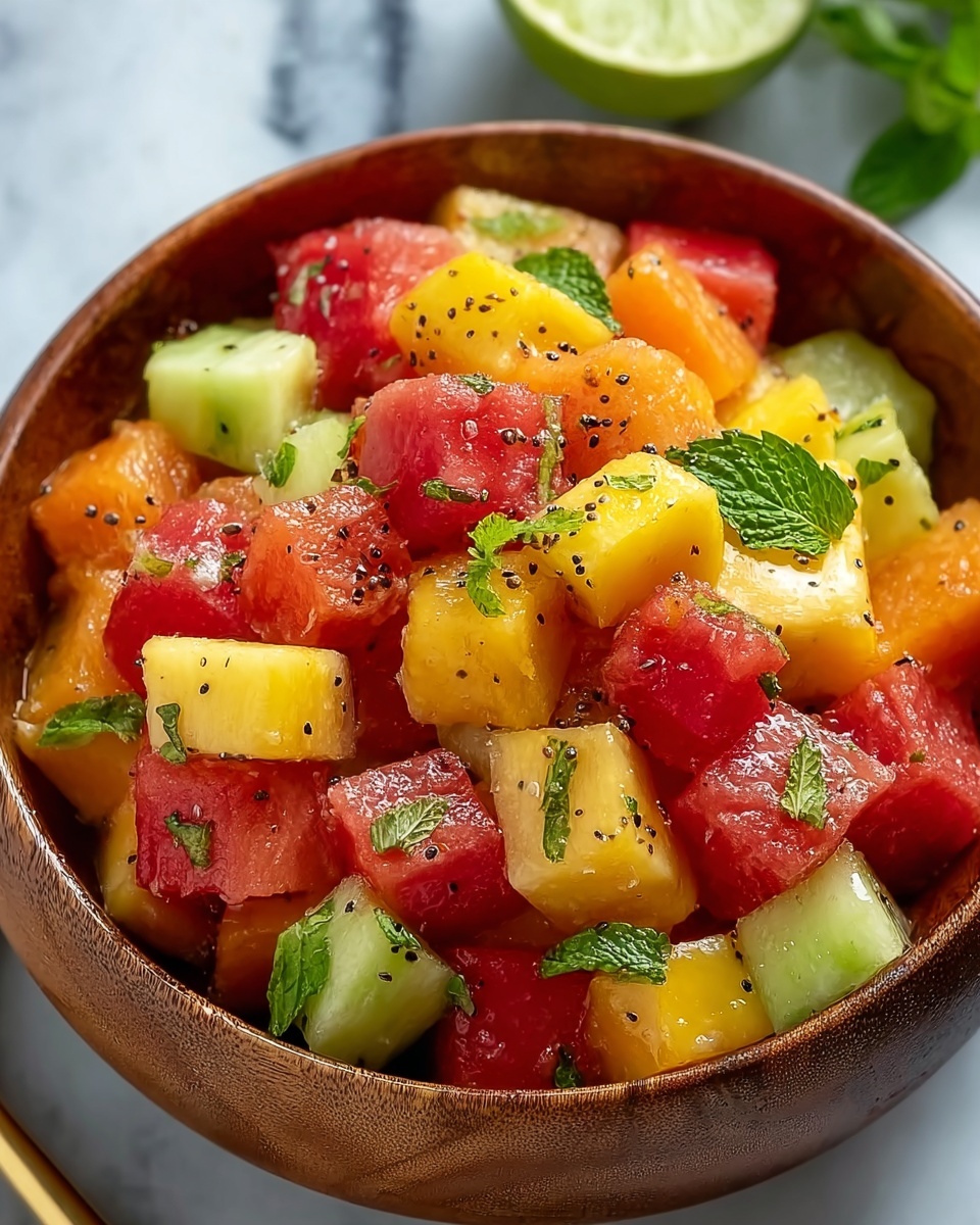 Melon and Pineapple Salad with Mint, Lime, and Chili Flakes Recipe - Recipe Image