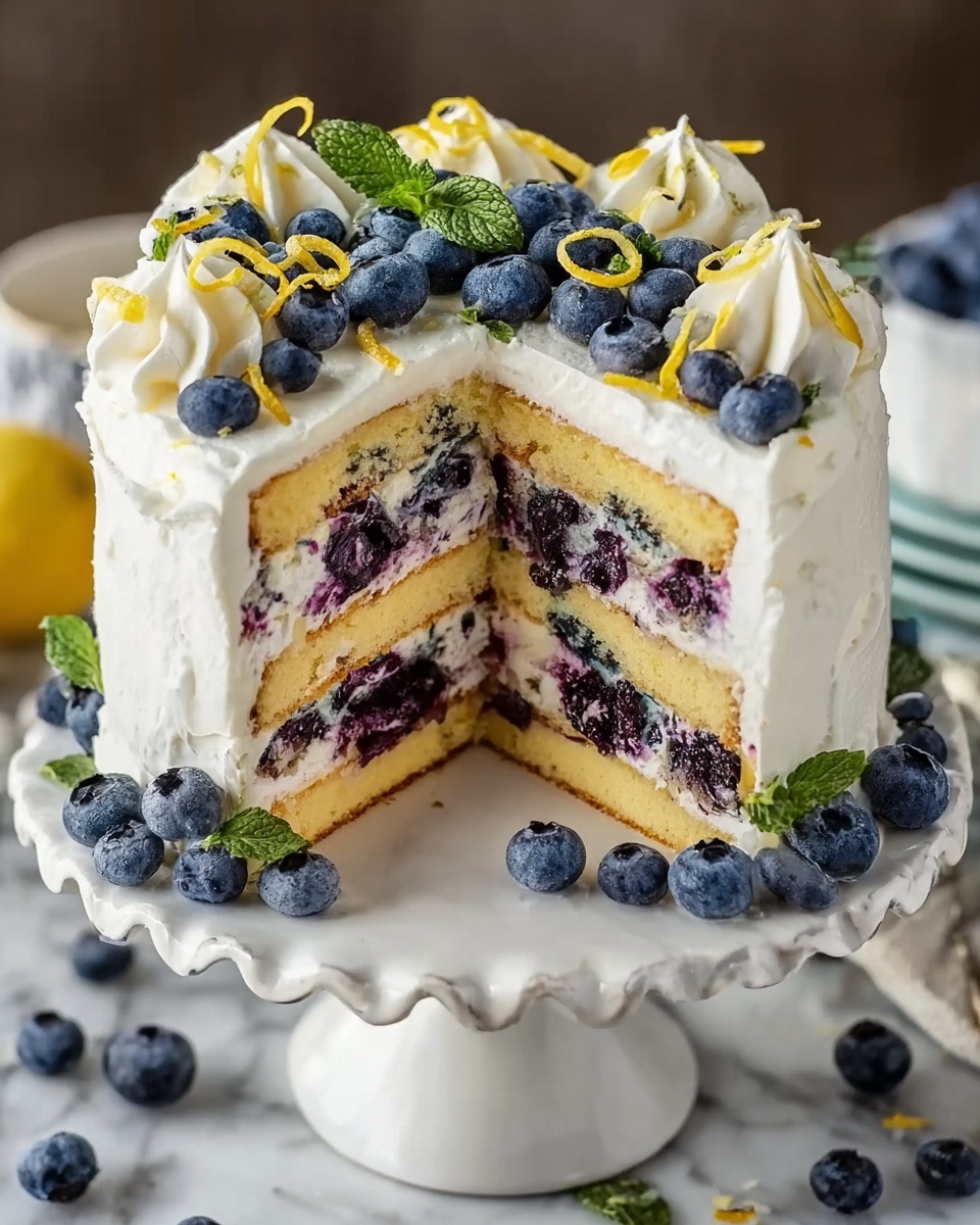 Moist & Tangy Lemon Blueberry Cake Recipe - Recipe Image